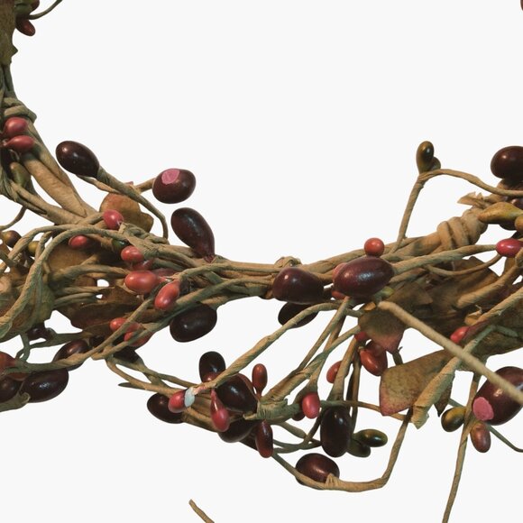 Rustic Grapevine Wreath  Red Burgundy Berry Accents Cottagecore farmhouse 9 in - Picture 2 of 5